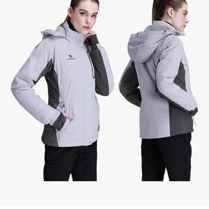 Camel Crown Women's Ski Jacket Waterproof Winter Windbreaker Jacket Grey Size S